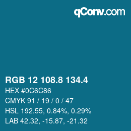 カラーコード: RGB 12 108.8 134.4 | qconv.com