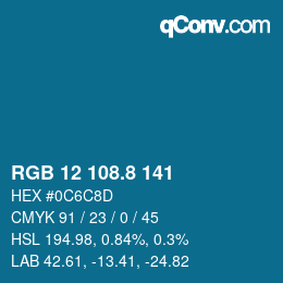 カラーコード: RGB 12 108.8 141 | qconv.com