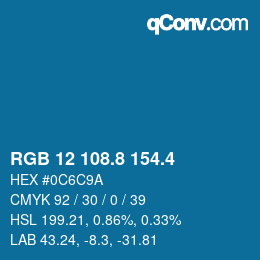 カラーコード: RGB 12 108.8 154.4 | qconv.com
