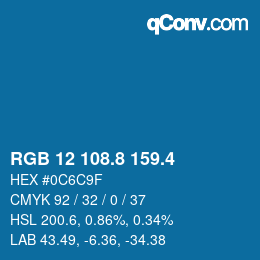 カラーコード: RGB 12 108.8 159.4 | qconv.com