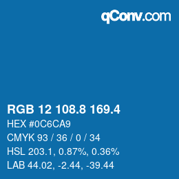カラーコード: RGB 12 108.8 169.4 | qconv.com
