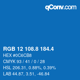 カラーコード: RGB 12 108.8 184.4 | qconv.com