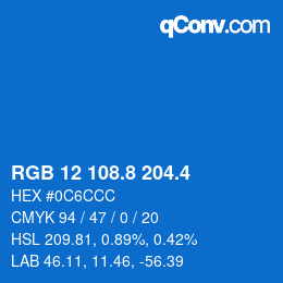 カラーコード: RGB 12 108.8 204.4 | qconv.com
