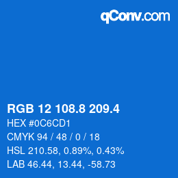 カラーコード: RGB 12 108.8 209.4 | qconv.com