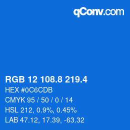 カラーコード: RGB 12 108.8 219.4 | qconv.com
