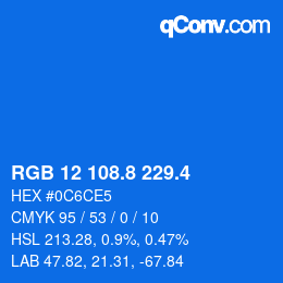 カラーコード: RGB 12 108.8 229.4 | qconv.com
