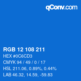 Color code: RGB 12 108 211 | qconv.com