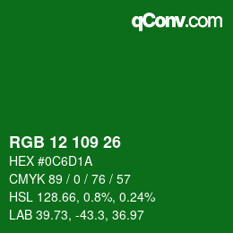 Color code: RGB 12 109 26 | qconv.com