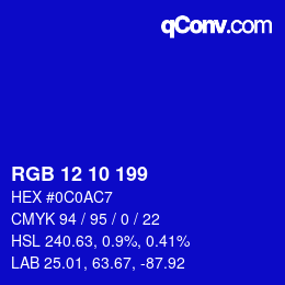 Color code: RGB 12 10 199 | qconv.com