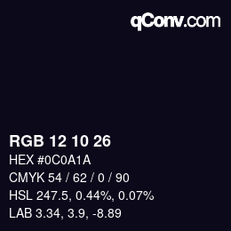 カラーコード: RGB 12 10 26 | qconv.com