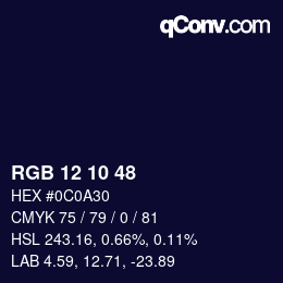 Color code: RGB 12 10 48 | qconv.com