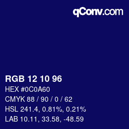 カラーコード: RGB 12 10 96 | qconv.com