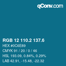カラーコード: RGB 12 110.2 137.6 | qconv.com