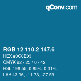 カラーコード: RGB 12 110.2 147.6 | qconv.com