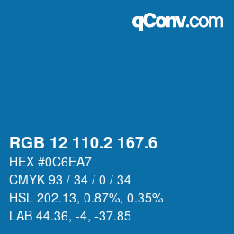 カラーコード: RGB 12 110.2 167.6 | qconv.com