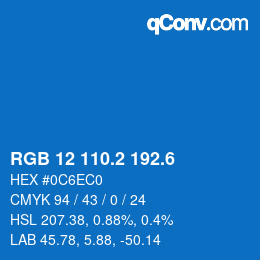 カラーコード: RGB 12 110.2 192.6 | qconv.com