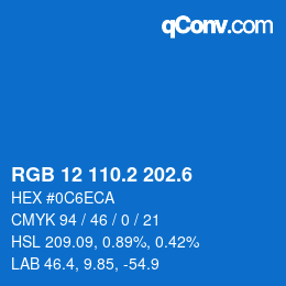 カラーコード: RGB 12 110.2 202.6 | qconv.com