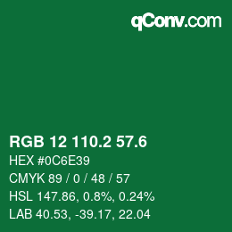 カラーコード: RGB 12 110.2 57.6 | qconv.com