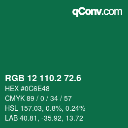カラーコード: RGB 12 110.2 72.6 | qconv.com
