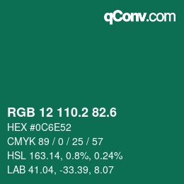 カラーコード: RGB 12 110.2 82.6 | qconv.com