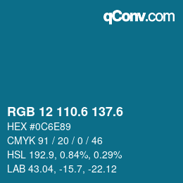カラーコード: RGB 12 110.6 137.6 | qconv.com
