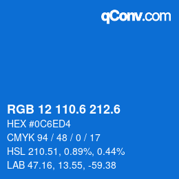 カラーコード: RGB 12 110.6 212.6 | qconv.com