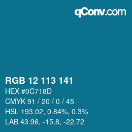 Color code: RGB 12 113 141 | qconv.com
