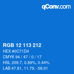Color code: RGB 12 113 212 | qconv.com