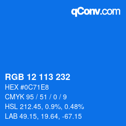 Color code: RGB 12 113 232 | qconv.com