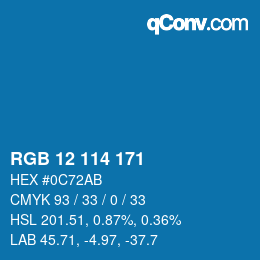 Color code: RGB 12 114 171 | qconv.com