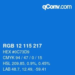Color code: RGB 12 115 217 | qconv.com