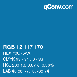 Color code: RGB 12 117 170 | qconv.com