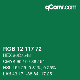 Color code: RGB 12 117 72 | qconv.com