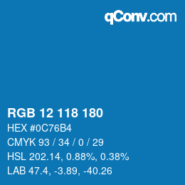 カラーコード: RGB 12 118 180 | qconv.com