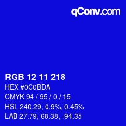 Color code: RGB 12 11 218 | qconv.com