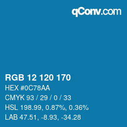 カラーコード: RGB 12 120 170 | qconv.com