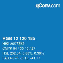 Color code: RGB 12 120 185 | qconv.com
