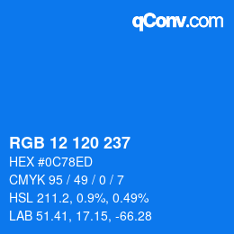 Color code: RGB 12 120 237 | qconv.com