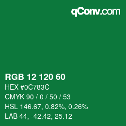 カラーコード: RGB 12 120 60 | qconv.com