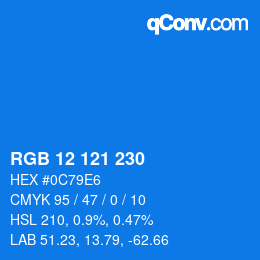 Color code: RGB 12 121 230 | qconv.com