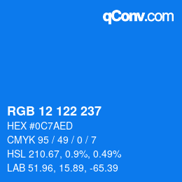 カラーコード: RGB 12 122 237 | qconv.com