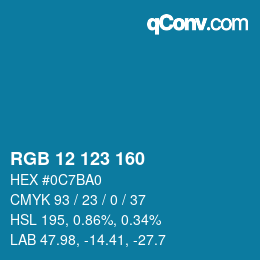 カラーコード: RGB 12 123 160 | qconv.com