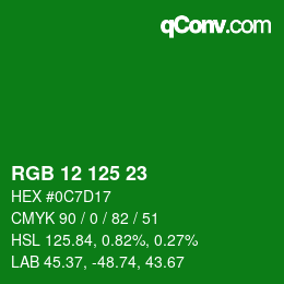 Color code: RGB 12 125 23 | qconv.com