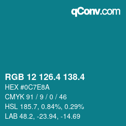 カラーコード: RGB 12 126.4 138.4 | qconv.com