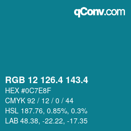 カラーコード: RGB 12 126.4 143.4 | qconv.com