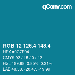 カラーコード: RGB 12 126.4 148.4 | qconv.com