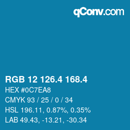 カラーコード: RGB 12 126.4 168.4 | qconv.com