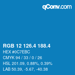 カラーコード: RGB 12 126.4 188.4 | qconv.com