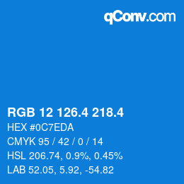 カラーコード: RGB 12 126.4 218.4 | qconv.com