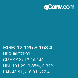 カラーコード: RGB 12 126.8 153.4 | qconv.com